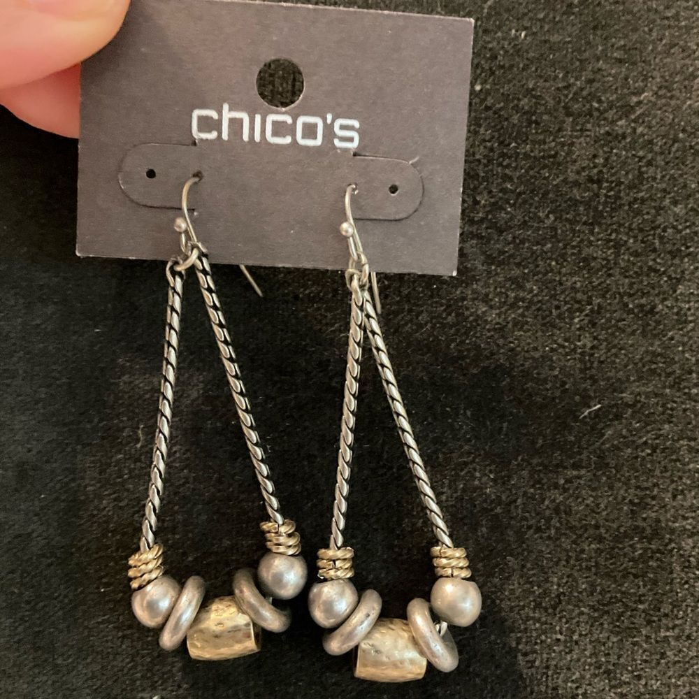 0095-Chico's Silver and Gold Dangle Earrings